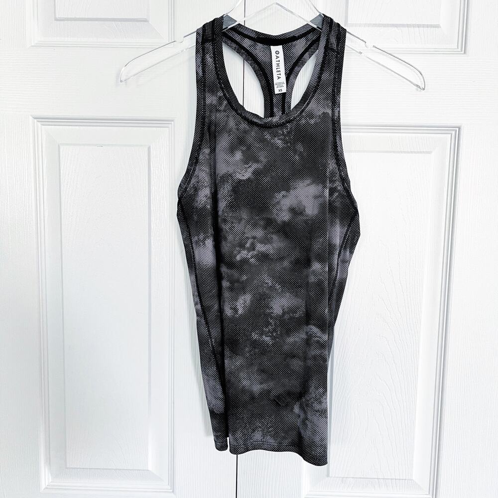 Athleta Ultimate Printed Train Tank Gray Black Camo Racerback Workout Top